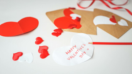 Text on the card: Happy Valentine's Day, children's creativity