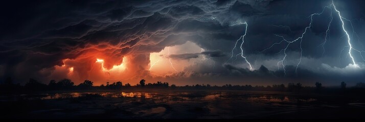 Thunderstorm, atmospheric spectacle, nature's fury, electric display, weather drama, stormy majesty. Generated by AI.