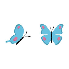 Butterfly icon. Colorful butterflies watercolor isolated on white background. vector illustration