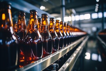 Food production process in a plant. Manufacturing beer - obrazy, fototapety, plakaty