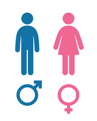 Gender symbol. Female and male icon. Man and woman sign. Vector EPS 10. Isolated on white background