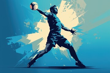 Volleyball player blue illustration