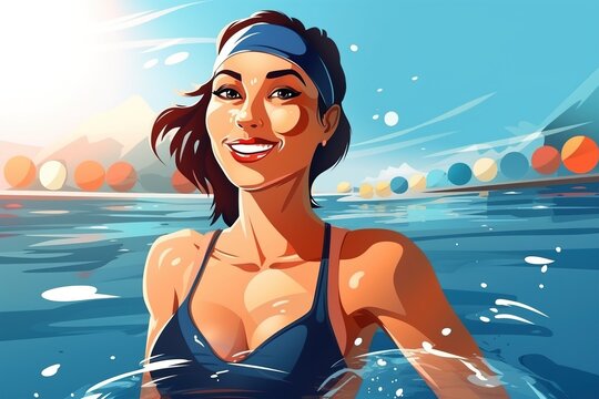 water polo woman illustration