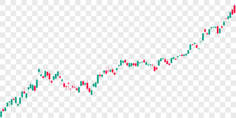 Bullish candlestick trading graph isolated on transparent background. Trade of stock of financial index. Chart of forex with candles. Bullish point. Vector concept trading cryptocurrency, investment