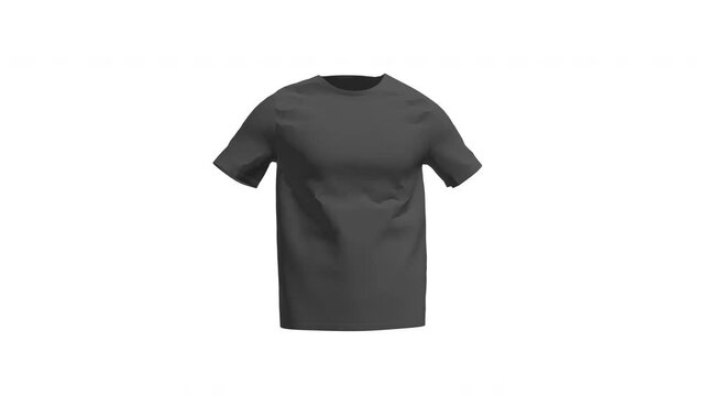 Grey T-Shirt 3D rotation on white background. 4K