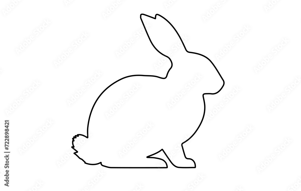 Wall mural rabbit outline. easter bunny. isolated on a white background. simple black icon of hare. cute animal