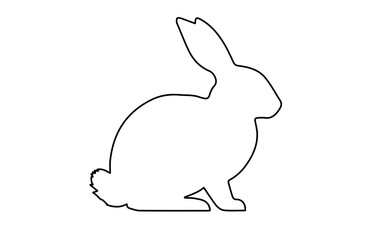 Rabbit outline. Easter Bunny. Isolated on a white background. Simple black icon of hare. Cute animal. Ideal for logo, emblem, pictogram, print, design element for greeting card, invitation.