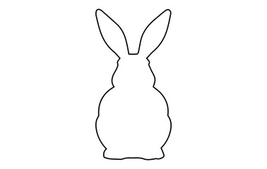 Rabbit outline. Easter Bunny. Isolated on white background. A simple black icon of a hare. Cute animal. Ideal for logo, emblem, pictogram, print, design element for greeting card, invitation.