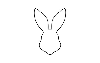 Rabbit head outline. Easter Bunny. Isolated on white background. A simple black icon of hare. Cute animal. Ideal for logo, emblem, pictogram, print, design element for greeting card, invitation.