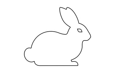 Rabbit outline. Easter Bunny. Isolated on white background. A simple black icon of hare. Cute animal. Ideal for logo, emblem, pictogram, print, design element for greeting card, invitation.
