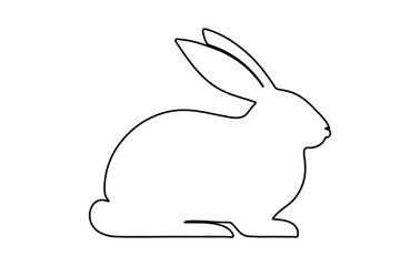 Rabbit outline. Easter Bunny. Isolated on a white background. A simple black icon of a hare. Cute animal. Ideal for logo, emblem, pictogram, print, design element for greeting card, invitation.