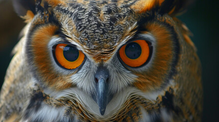 A close-up of a warm-toned owl with soft plumage, capturing the intricate details of its captivating eyes