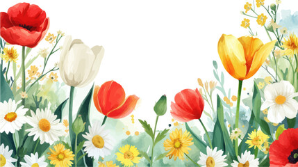 Women's Day. Greeting card with tulips. Vector illustration.