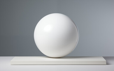 A white round ball placed on a pedestal.