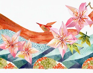 Illustration of traditional Japanese patterns style.(stream)