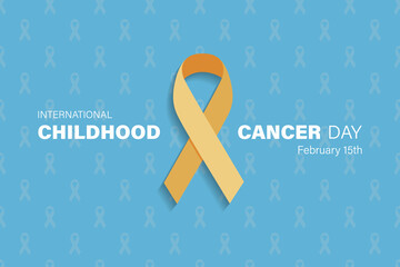 International Childhood Cancer Day is celebrated annually on February 15 in order to raise awareness and express support for children and adolescents with cancer.  - obrazy, fototapety, plakaty