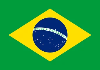 Fotobehang Close-up of colorful national flag of the South American country Federative Republic of Brazil. Illustration made January 29th, 2024, Zurich, Switzerland. © Michael Derrer Fuchs