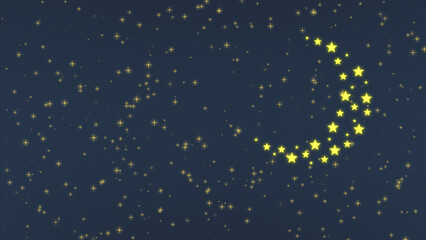 Moon and Stars. Night sky cartoony illustration.
