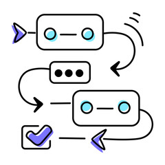 Trendy doodle icon of a flowchart 