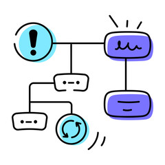 Trendy doodle icon of a flowchart 