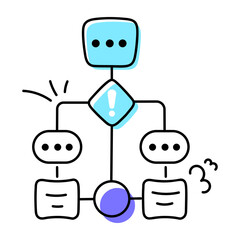 Trendy doodle icon of a flowchart 