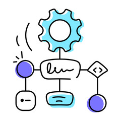 Trendy doodle icon of a flowchart 