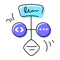 Trendy doodle icon of a flowchart 
