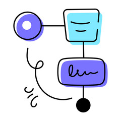 Trendy doodle icon of a flowchart 