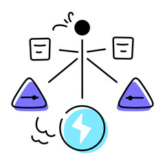 Trendy doodle icon of a flowchart 