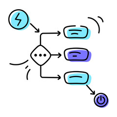 Trendy doodle icon of a flowchart 