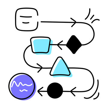 Trendy doodle icon of a flowchart 