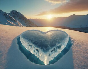 Elsa frozen heart of ice during sunset - winter background