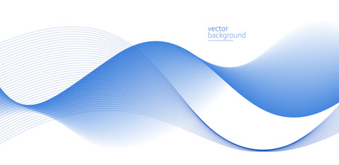 Flowing blue curve shape with soft gradient vector abstract background, relaxing and tranquil art, can illustrate health medical or sound of music. - 722906027