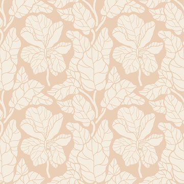 Seamless Fig Tree Leaf Pattern with minimalistic colors and refined look