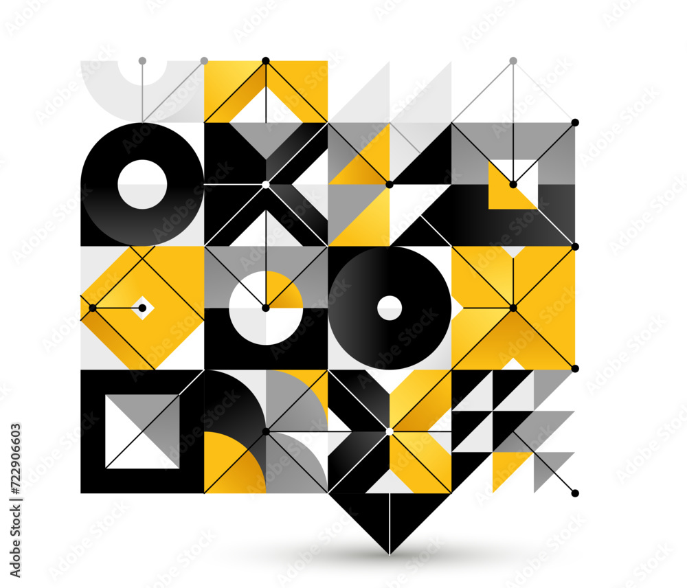 Poster abstract vector geometric background, tech engineering look like shapes and lines composition, techn