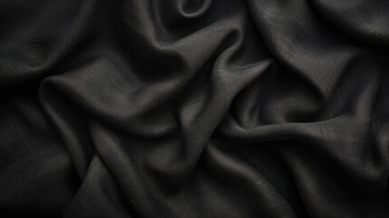 Obraz premium black fabric, matte black abstract vintage background for design. Fabric cloth canvas texture. Color gradient, ombre. Rough, grain. Matte, shimmer 