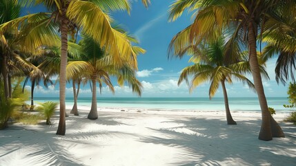 Fototapeta na wymiar Palm trees and white sand