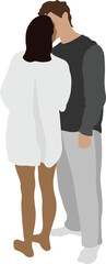 Couple Kissing Minimal Cutout Flat Vector Illustration for Valentine's Day