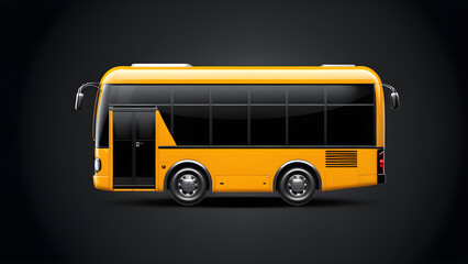yellow school bus isolated. isolated on a black background. With black copy space