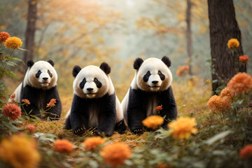 Concept photo shoot of cute pandas 