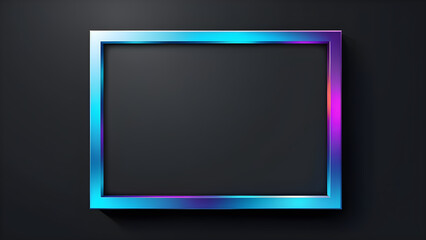 blue frame on a black background. isolated on a black background. With black copy space