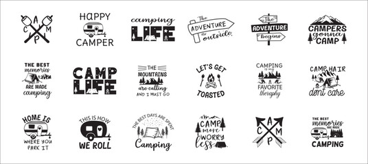 Camping life saying or quote vector design. Let us get toasted, marshmallow toast. Isolated on white transparent background. Great camping life theme design for t-shirt, mug, decor, souvenir and more.