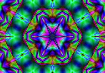 Obraz premium Infinite, intricate patterns of light creating a mesmerizing kaleidoscope of color and form. Colorful Shiny and Hypnotic Kaleidoscope. Abstract decorative vintage texture.