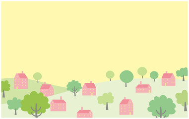 春の街並み風景イラスト