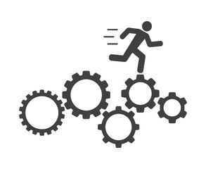 Running man on gears mechanism