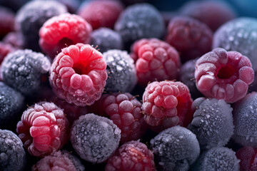 Frozen berries fruits background
