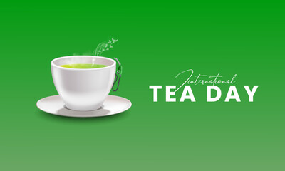 International Tea day. World Tea day design for social media post. 3D Illustration