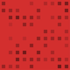 Abstract seamless geometric pattern. Mosaic background of black squares. Evenly spaced big shapes of different color. Vector illustration on red background