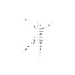 The dancing girl symbol filled with black dots. Pointillism style. Vector illustration on white background