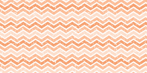Zig zag seamless pattern, peach fuzz grunge background. Chevron geometric texture. Trendy color 2024 year. Pastel vector illustration